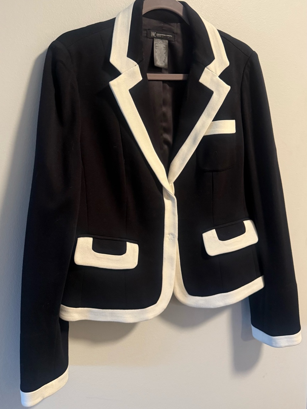 INC International Concepts Petite Blazer with White Contrast Trim